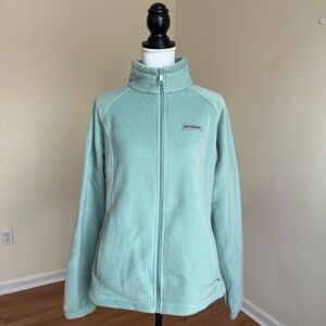 Columbia Women’s Light Green Fleece Jacket XL Full Zip Outdoor Warm